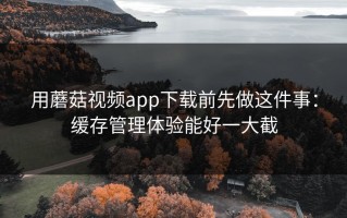 用蘑菇视频app下载前先做这件事：缓存管理体验能好一大截