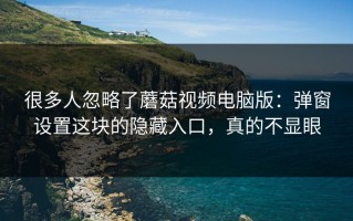 很多人忽略了蘑菇视频电脑版：弹窗设置这块的隐藏入口，真的不显眼