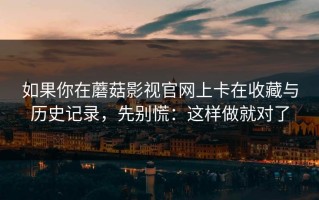 如果你在蘑菇影视官网上卡在收藏与历史记录，先别慌：这样做就对了