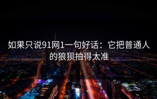 如果只说91网1一句好话：它把普通人的狼狈拍得太准