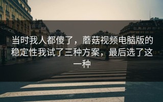 当时我人都傻了，蘑菇视频电脑版的稳定性我试了三种方案，最后选了这一种