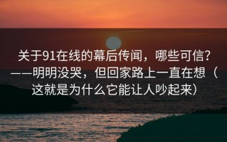关于91在线的幕后传闻，哪些可信？——明明没哭，但回家路上一直在想（这就是为什么它能让人吵起来）