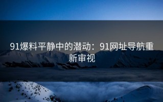 91爆料平静中的潜动：91网址导航重新审视