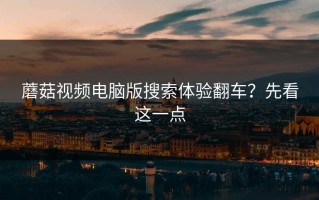 蘑菇视频电脑版搜索体验翻车？先看这一点