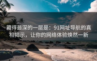 藏得最深的一层是：91网址导航的真相揭示，让你的网络体验焕然一新