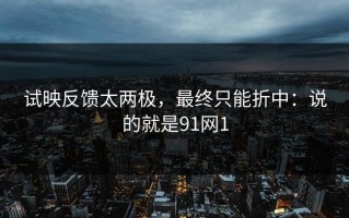 试映反馈太两极，最终只能折中：说的就是91网1