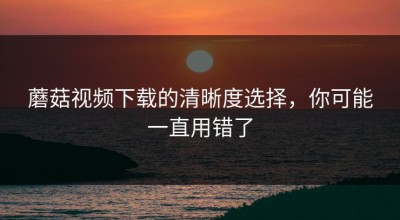 蘑菇视频下载的清晰度选择，你可能一直用错了