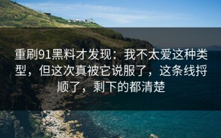 重刷91黑料才发现：我不太爱这种类型，但这次真被它说服了，这条线捋顺了，剩下的都清楚