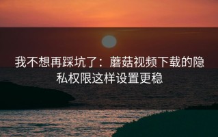 我不想再踩坑了：蘑菇视频下载的隐私权限这样设置更稳