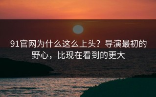 91官网为什么这么上头？导演最初的野心，比现在看到的更大