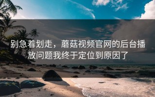 别急着划走，蘑菇视频官网的后台播放问题我终于定位到原因了