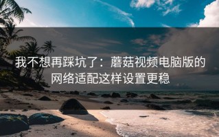 我不想再踩坑了：蘑菇视频电脑版的网络适配这样设置更稳