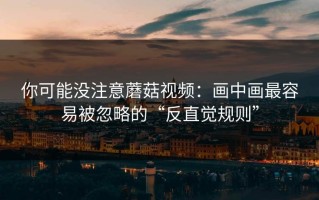你可能没注意蘑菇视频：画中画最容易被忽略的“反直觉规则”