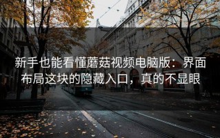 新手也能看懂蘑菇视频电脑版：界面布局这块的隐藏入口，真的不显眼