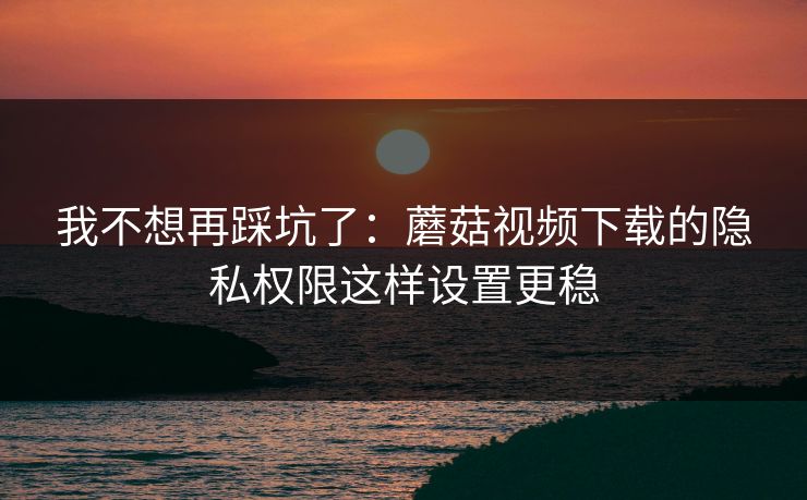 我不想再踩坑了：蘑菇视频下载的隐私权限这样设置更稳