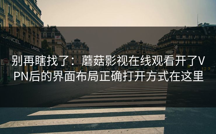 别再瞎找了：蘑菇影视在线观看开了VPN后的界面布局正确打开方式在这里