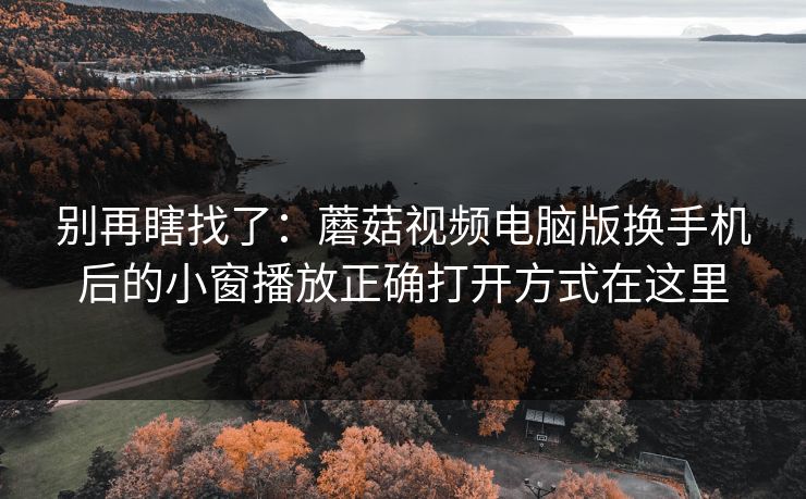 别再瞎找了：蘑菇视频电脑版换手机后的小窗播放正确打开方式在这里