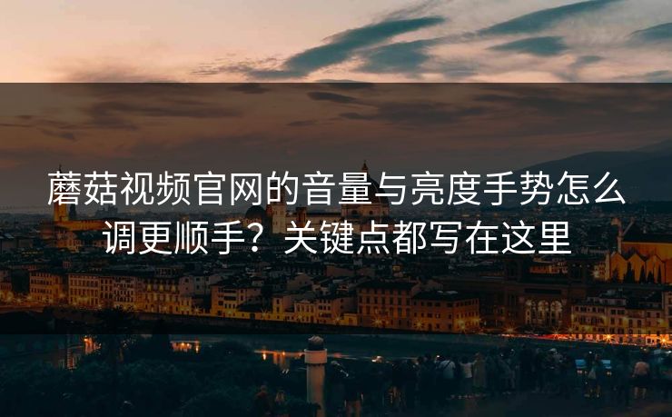 蘑菇视频官网的音量与亮度手势怎么调更顺手?关键点都写在这里-第1张图片-蘑菇视频app下载 - 安卓苹果双端支持 蘑菇视频官网的音量与亮度手势怎么调更顺手?关键点都写在这里-第1张图片-蘑菇视频app下载 - 安卓苹果双端支持